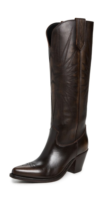 Golden Goose Wish Star Distressed Bull Leather Boots Dark Brown/Beige