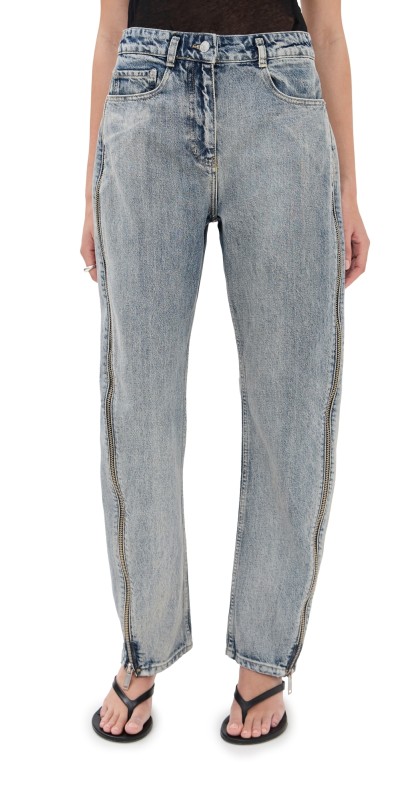 3.1 Phillip Lim Denim Curve Pants with Zippers Washed Indigo