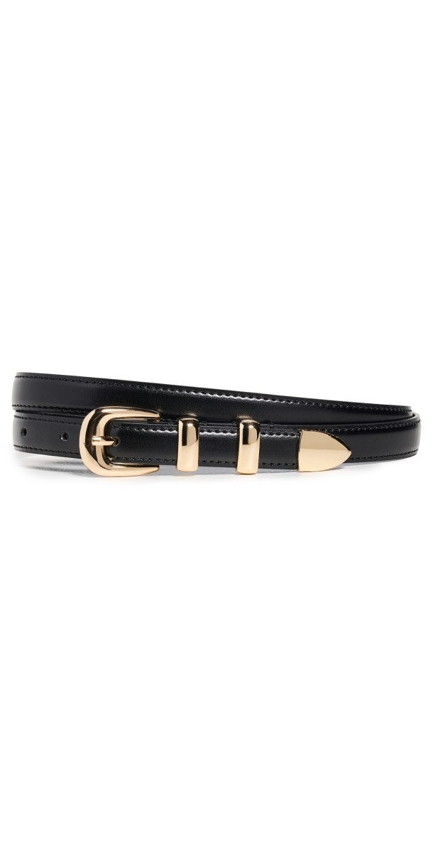SHASHI Lila Leather Belt Black/Gold