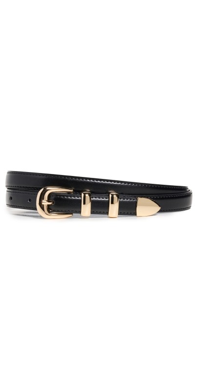 SHASHI Lila Leather Belt Black/Gold