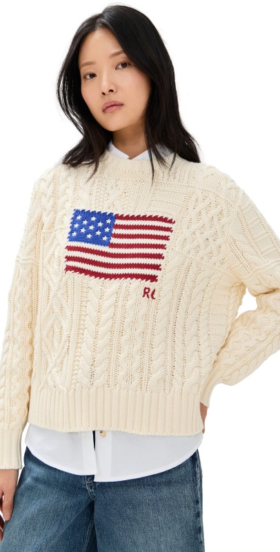 Polo Ralph Lauren Flag Aran Pullover Cream