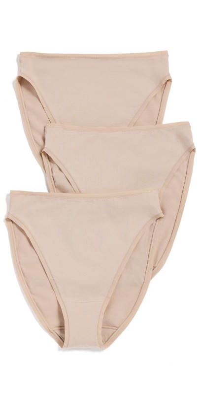 Natori Bliss Bare Cotton High Cut Briefs 3 Pack Café