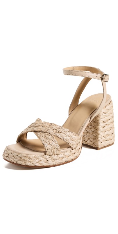 Castañer Valeriette Raffia Heeled Sandals Natural