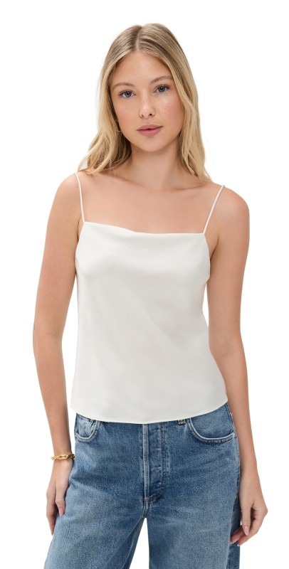 alice + olivia Harmon Drapey Slip Tank Off White