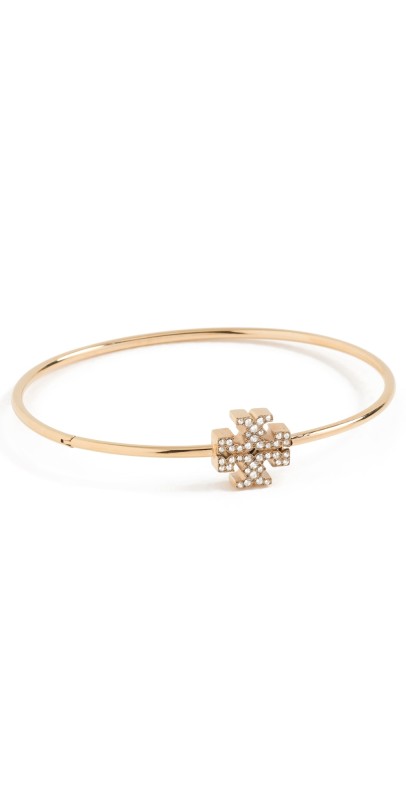 Tory Burch Eleanor Pave Hinged Cuff Bracelet Tory Gold/Crystal