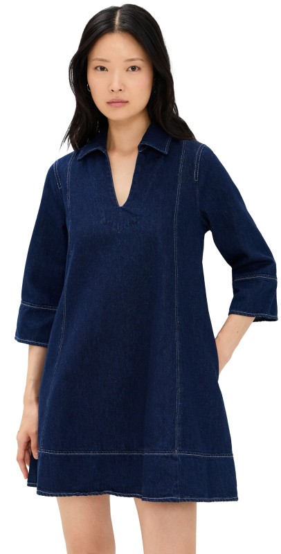 English Factory Denim Mini Dress Dark Navy