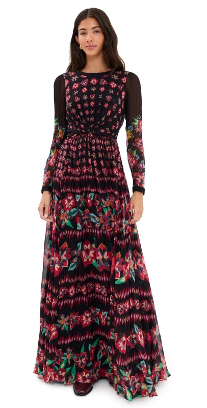 SALONI Blythe B Long Dress Cordia Border Plmt