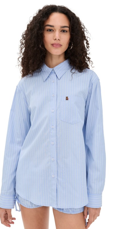 GUIZIO Oona Button Down Shirt Blue/White