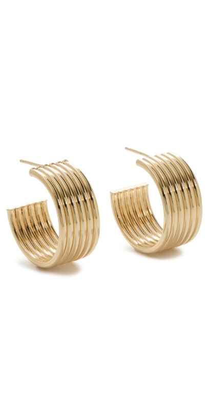 Jennifer Zeuner Jewelry Cairo Hoops 18k Yellow Gold Plated Silver
