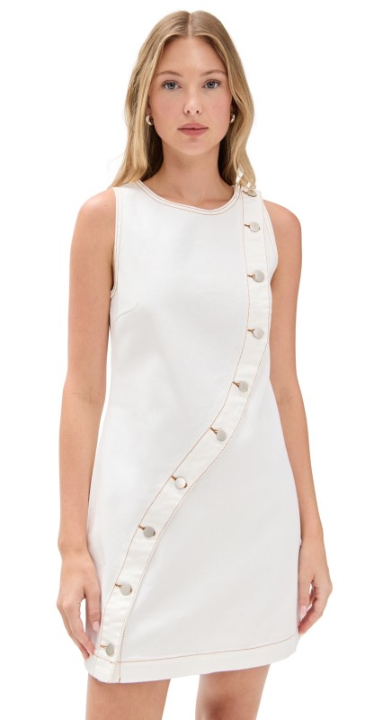 MINKPINK Tabitha Wave Button Mini Dress White