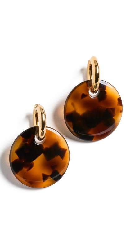 SHASHI Jennifer Lucite Earrings Gold/Tortois