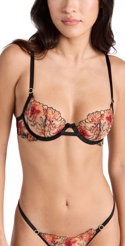 Bluebella Calista Wired Bra Black/Tomato Red/Orange