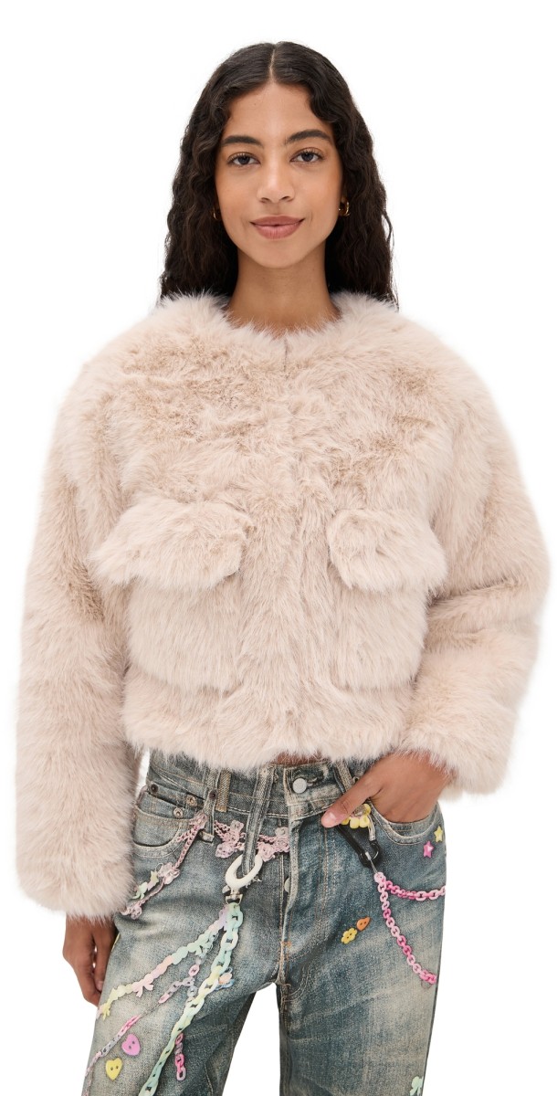 4th & Reckless Reysha Faux Fur Jacket Beige