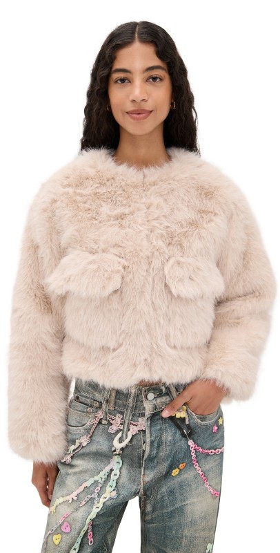 4th & Reckless Reysha Faux Fur Jacket Beige