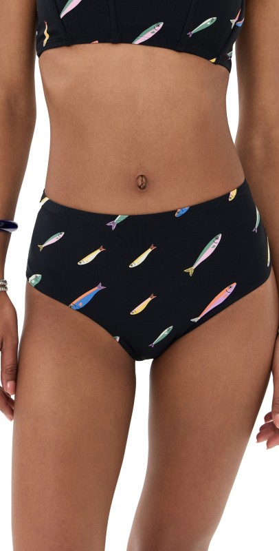 STAUD Devon High Rise Bikini Bottoms Pop Sardines Black