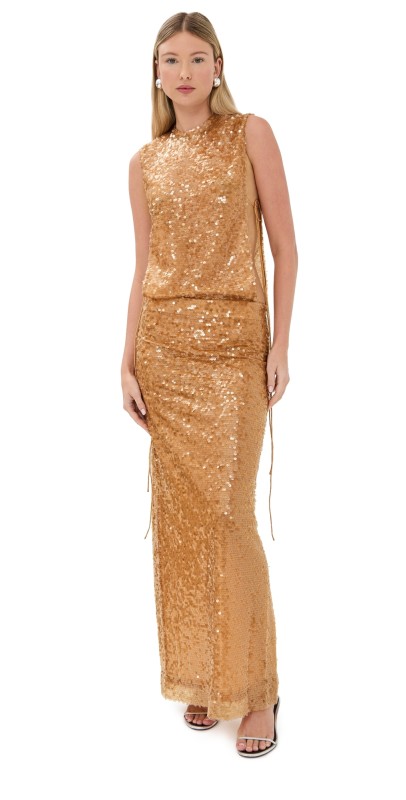 Christopher Esber Illuminate Sequin Seperation Gown Amber