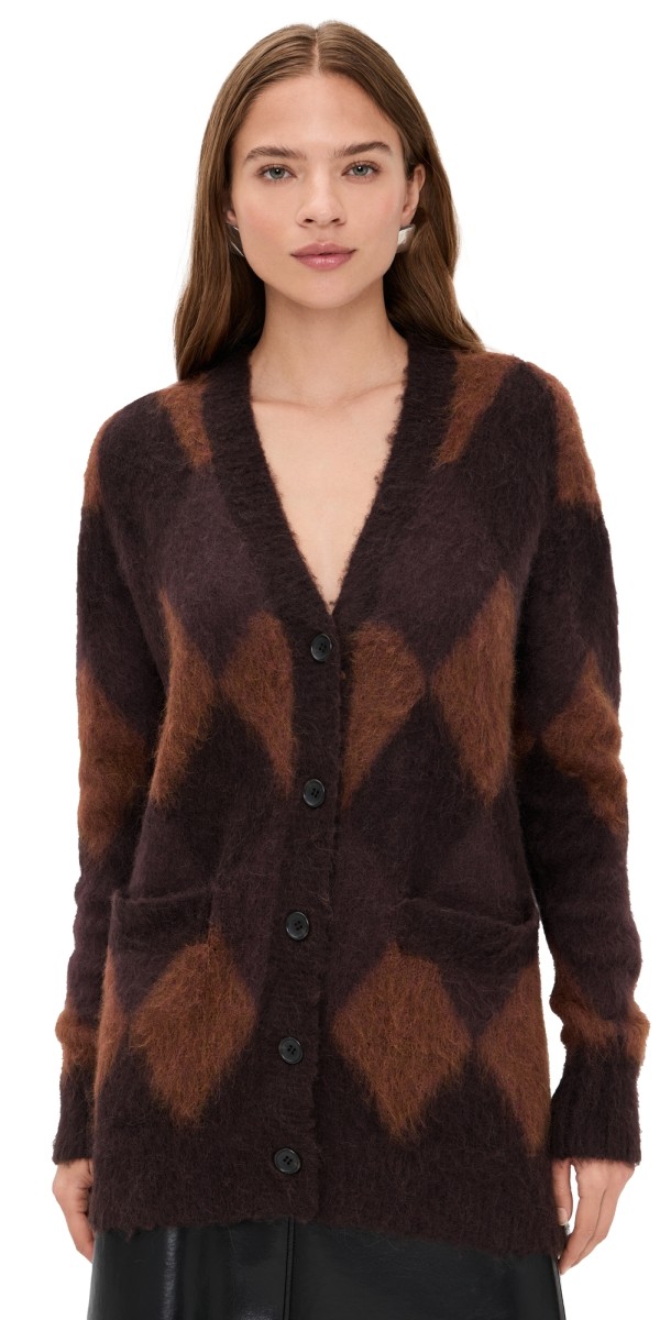 A. L.C. Reid Cardigan Deep Plum/Bronco/Dark Umber