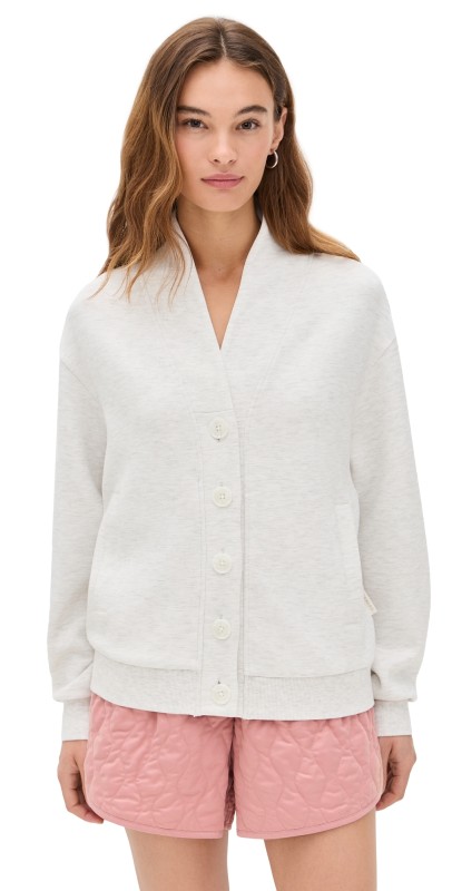 Varley Celeste Button Through Sweater Ivory Marl