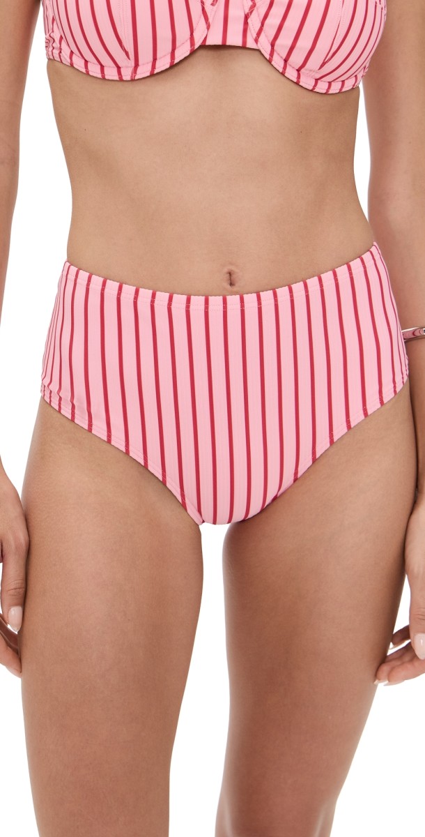 STAUD Devon High Rise Bikini Bottoms Montauk Stripe