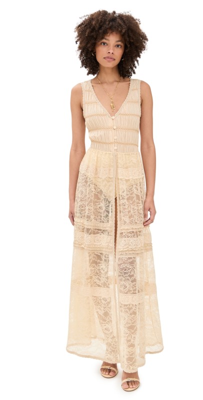Free People Sweet Saloon Sleeveless Maxi Dress Tea