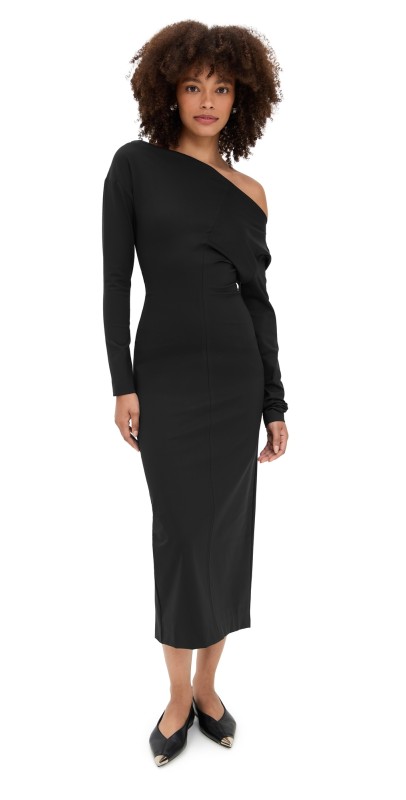MEIMEIJ Techno Off Shoulder Dress Black