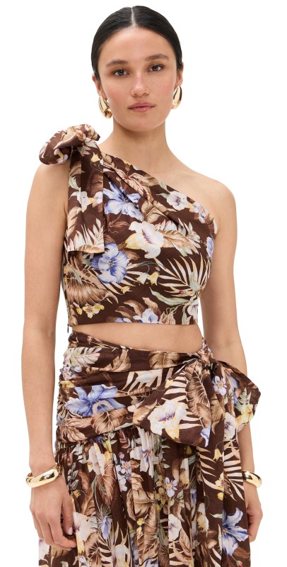 Zimmermann Coco Crop Bodice Chocolate Multi Floral
