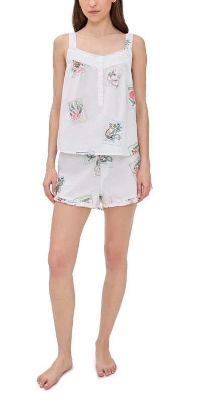 Printfresh Back to Bed Shorts Set Seed Packets/Cloud