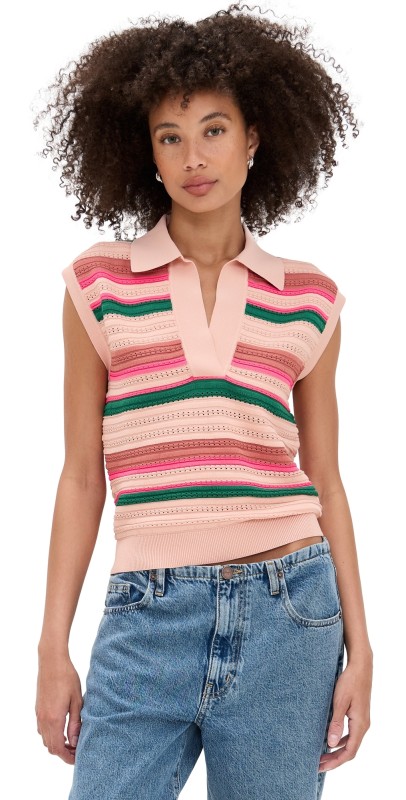 ESSENTIEL ANTWERP Hantwerp Striped Knit Polo Combo1 Nude Hazelnut
