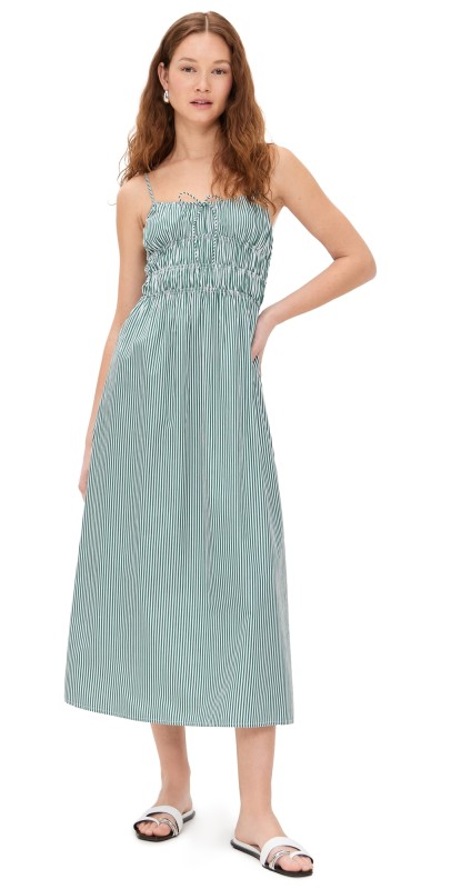 FAITHFULL Marianne Midi Dress Green Stripe