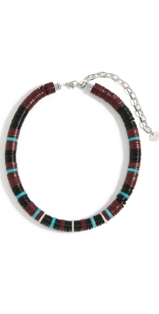 Hijas de Puka Bead Necklace Black/Burgundy/Turquois