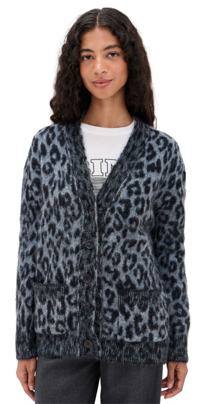 ANINE BING Banks Cardigan Leopard