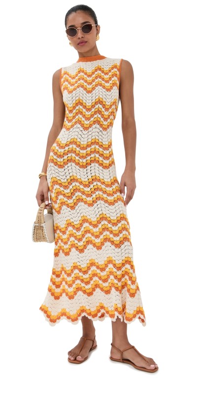 ESCVDO Huayna Crochet Maxi Dress Yellow/Orange