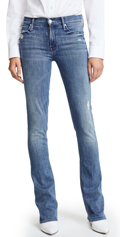 MOTHER Runaway Skinny Flare Jeans Graffiti Girl