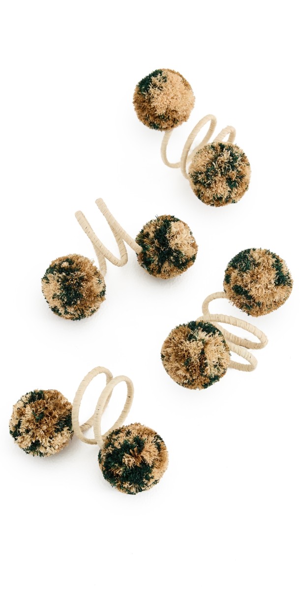 Kim Seybert Casbah Napkin Rings Set of 4 Natural/Gr