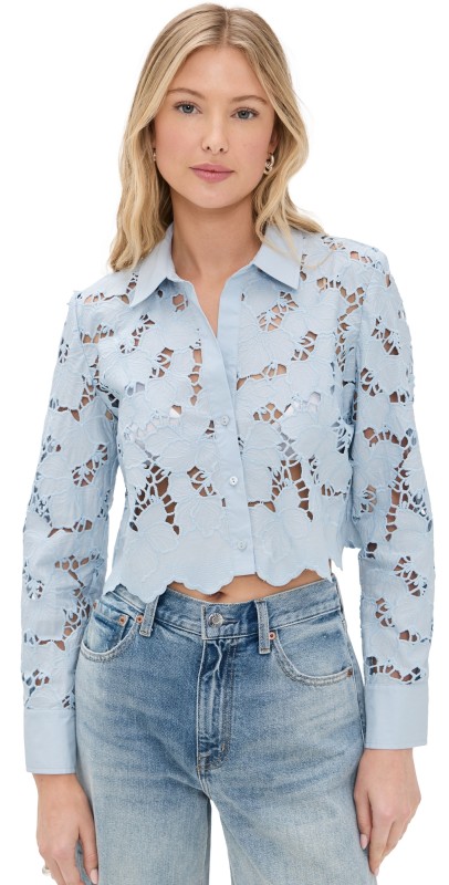 L'AGENCE Seychelle Cropped Buttondown Blue Fog