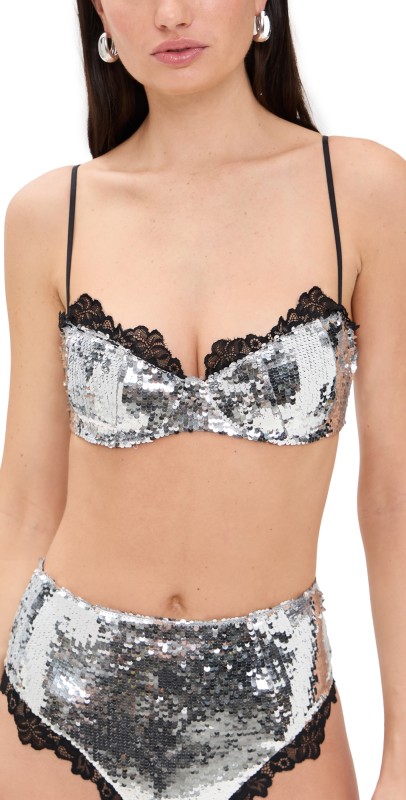 For Love & Lemons Maia Underwire Bra Silver