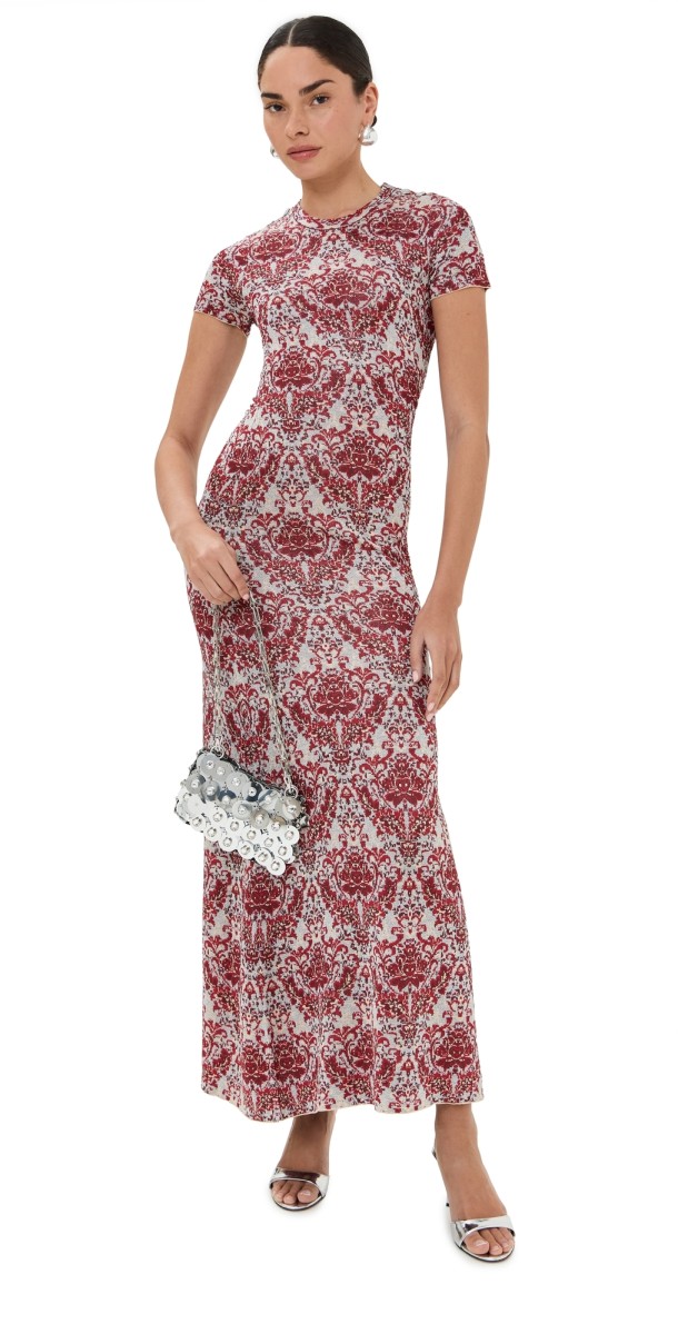 rabanne Knit Dress Red/Silver Paisley