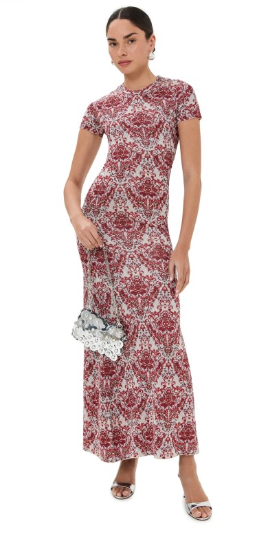 rabanne Knit Dress Red/Silver Paisley