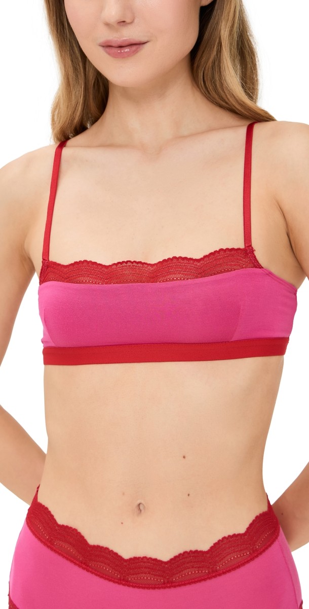 Stripe & Stare The Lace Square Bralette Raspberry/Scarlet