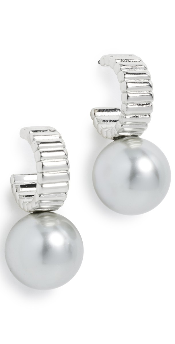 Roxanne Assoulin Statement Pearl Earrings Dark Silver