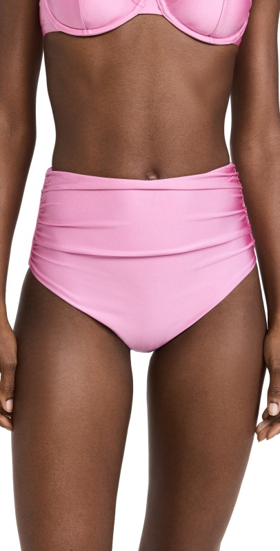 SIMKHAI Lilly Ruched Bikini Bottoms Petal