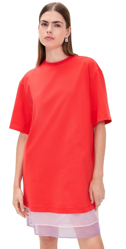 MSGM Layered T-Shirt Dress Red