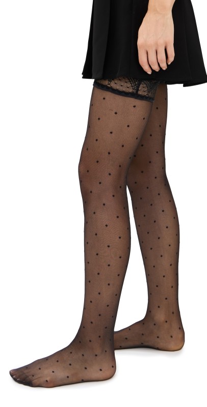 Falke Dot Stay Up Stockings Black