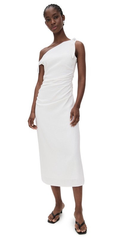 WAYF Cleo Tie Shoulder Midi Dress Ivory