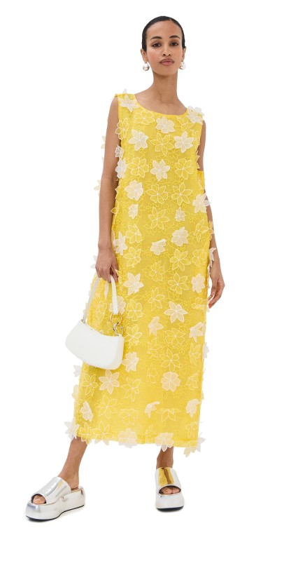 La Vie Style House Organza Floral Maxi A Line Yellow