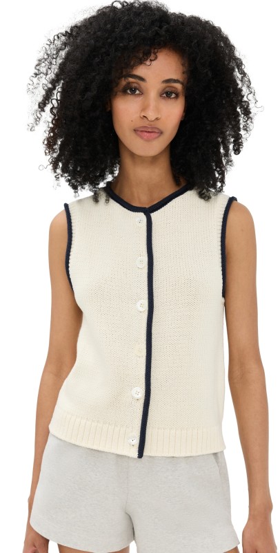Alex Mill Bridget Tipped Vest Ivory/Dark Navy