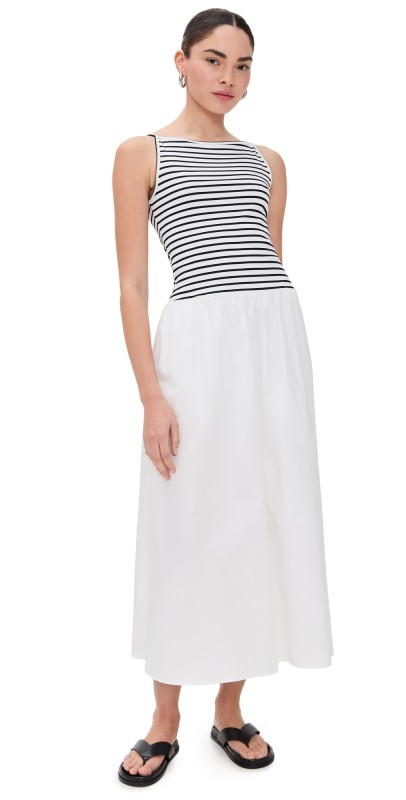 o. p.t Beryl Dress White Black Stripe