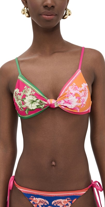 FARM Rio Knot Bikini Top Floral Elegance Mixed Scarves