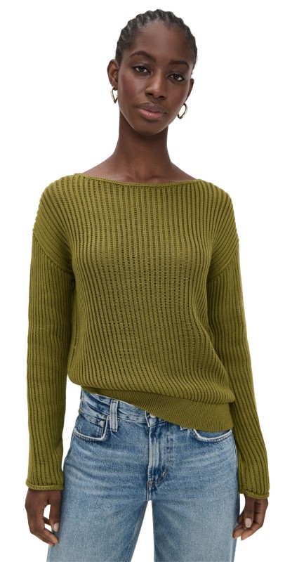 Theory Easy Open Neck Sweater Avocado