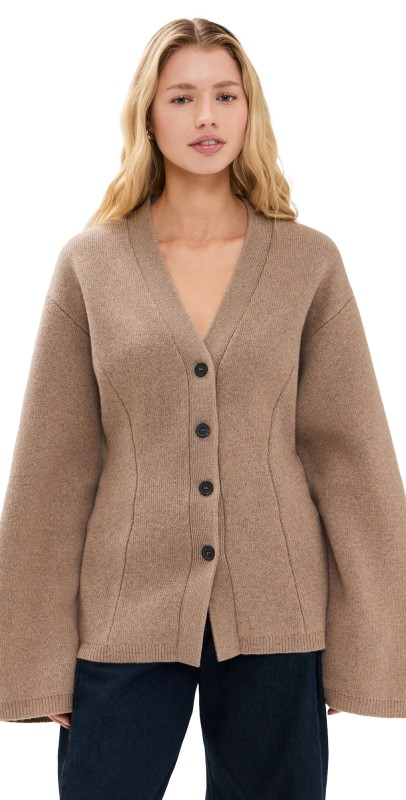 Apiece Apart Paris V Neck Button Front Cardigan Walnut